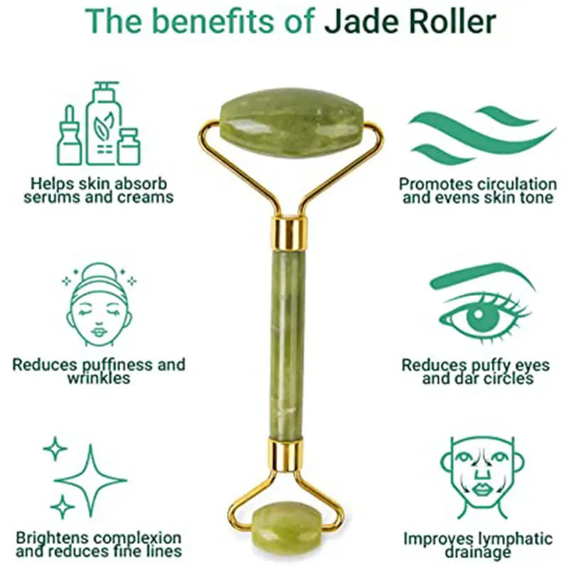 Green Jade Facial Roller and Gua Sha – Natural Beauty Massager