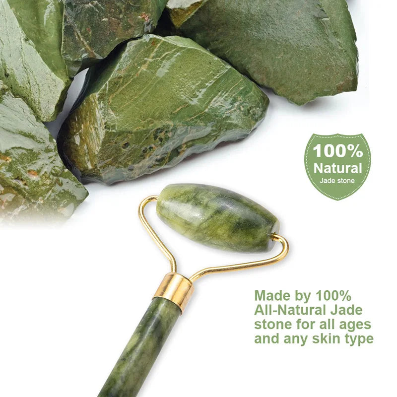 Green Jade Facial Roller and Gua Sha – Natural Beauty Massager